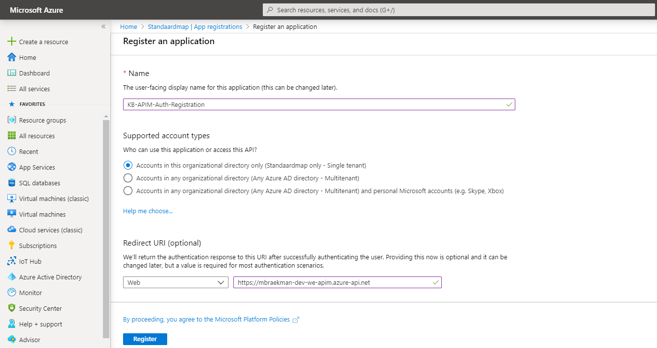 Create APIM App Registration