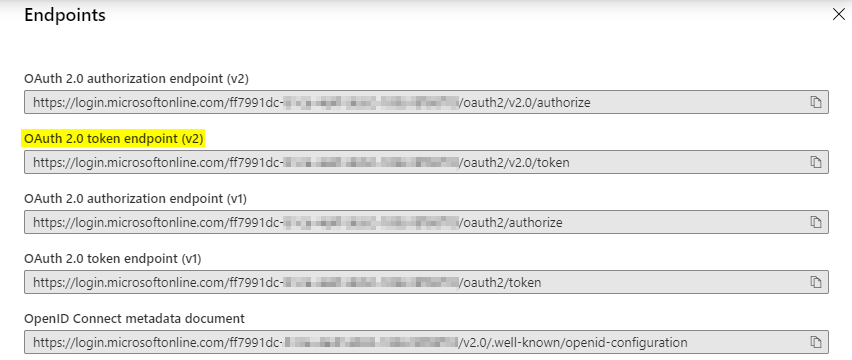 Azure AD Endpoints Lists