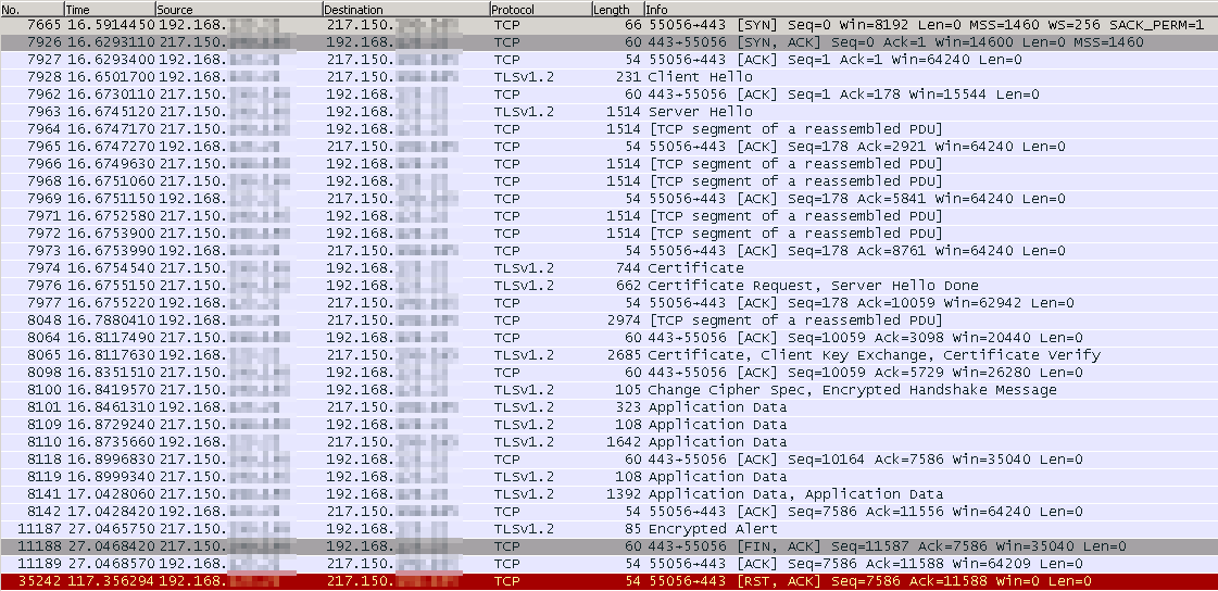 Wireshark trace after reboot